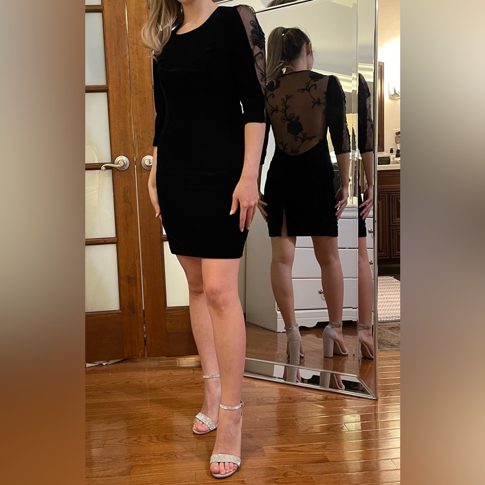 Black with open back dress